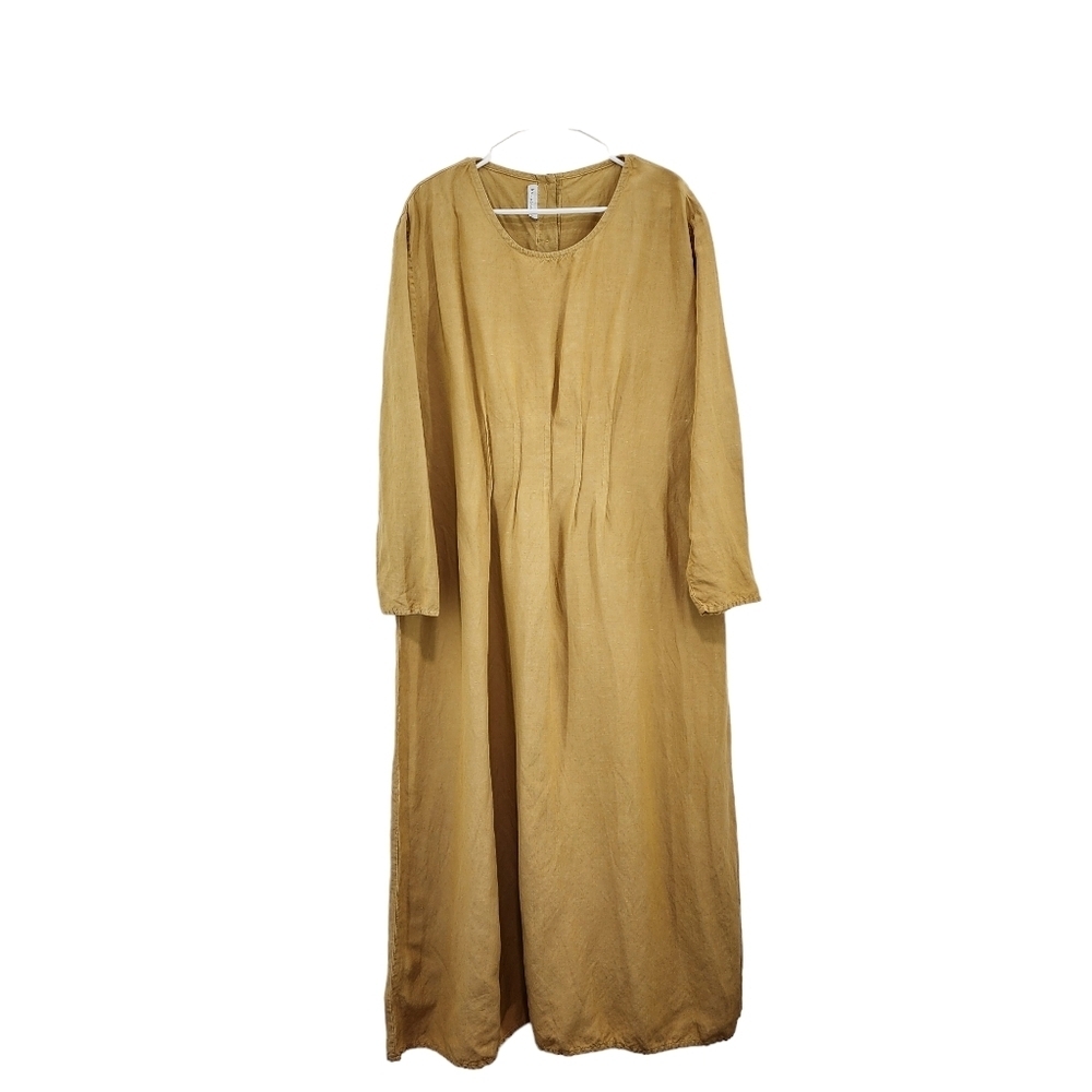 Homefrocks Women's Silk Linen Blend Pleated Front Maxi Dress - L